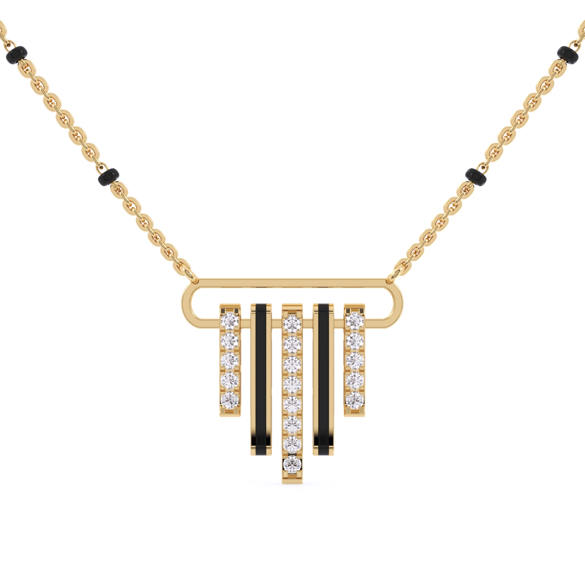 Attractive Round Bar Diamond Mangalsutra For Her